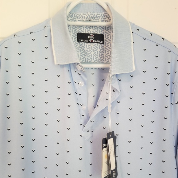 Crown & Eagle Golf Polo NWT Blue Geometric - Picture 4 of 6